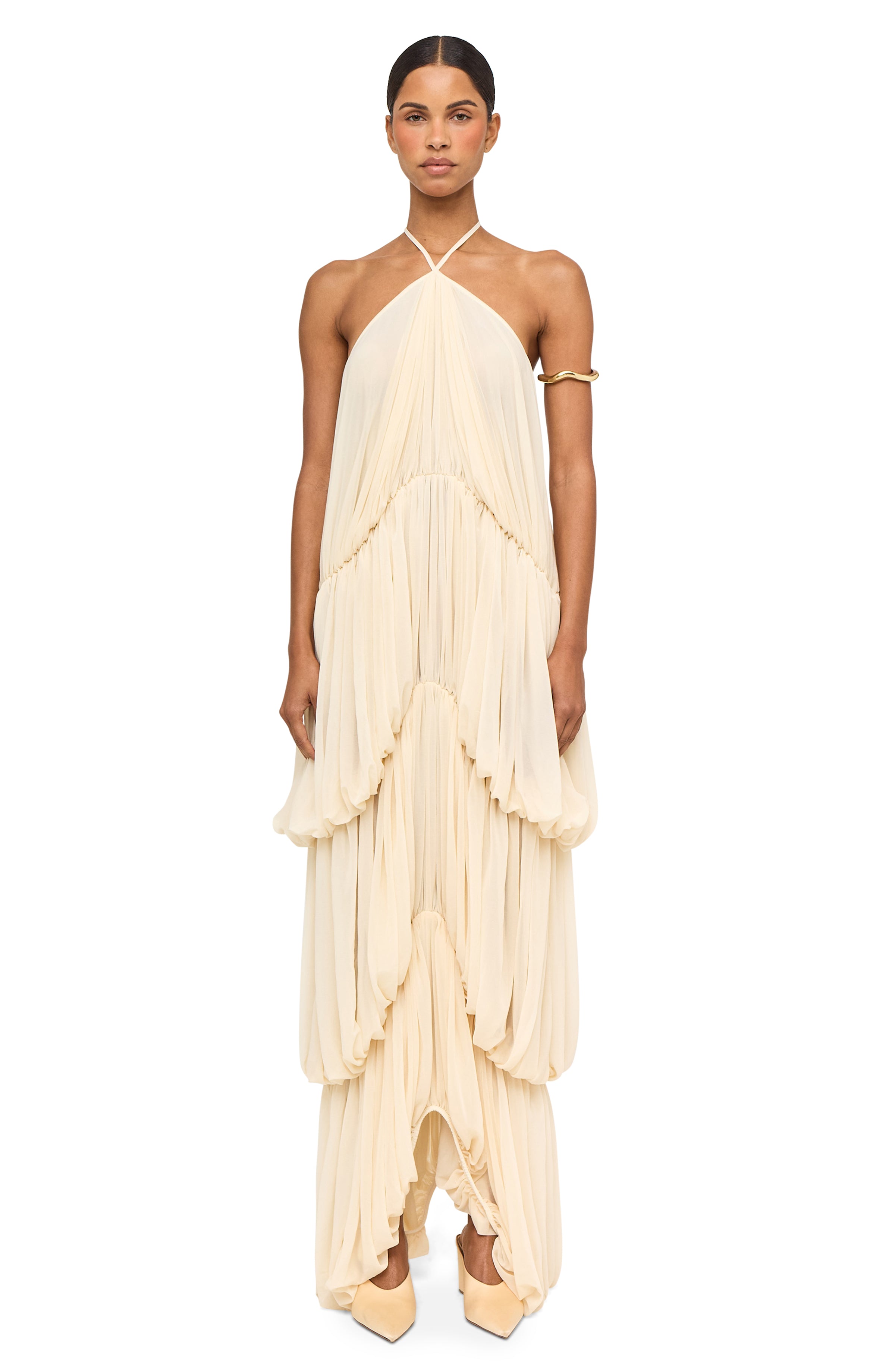 bao dress in ivory NBD Bao Dress  Ivory | Size Small | NWT | Sheer Organza Sleeves + Mock  Neck