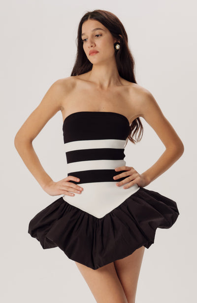Velia Knit Combo Dress - Stripe