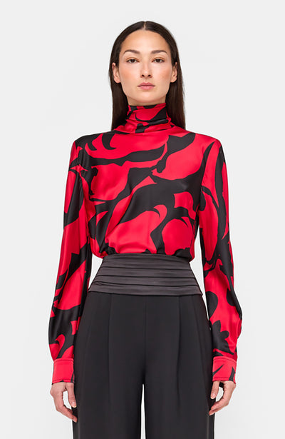 Enid Blouse- Black/Red