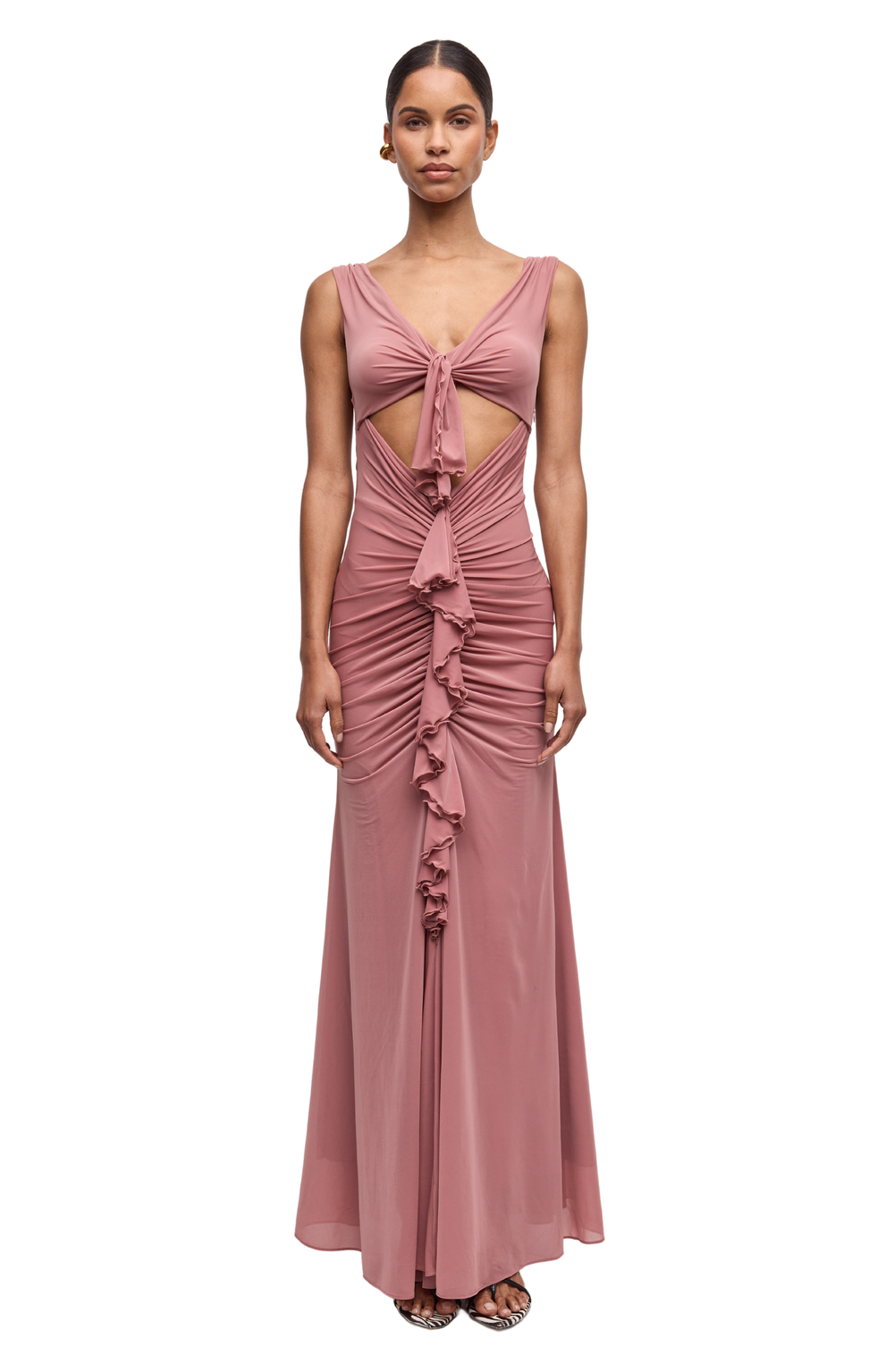 ronny kobo brown dress Blythe Pleated high-neck Midi | length dress and is perfect for evening wear. Ronny Kobo Parish Draped Ruched