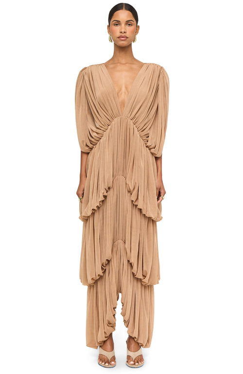 Ronny Kobo Damier Dress in Nude