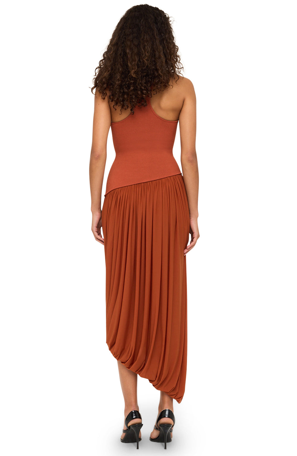 Ronny Kobo Meyer Midi Dress | Brown/Orange | Size XL