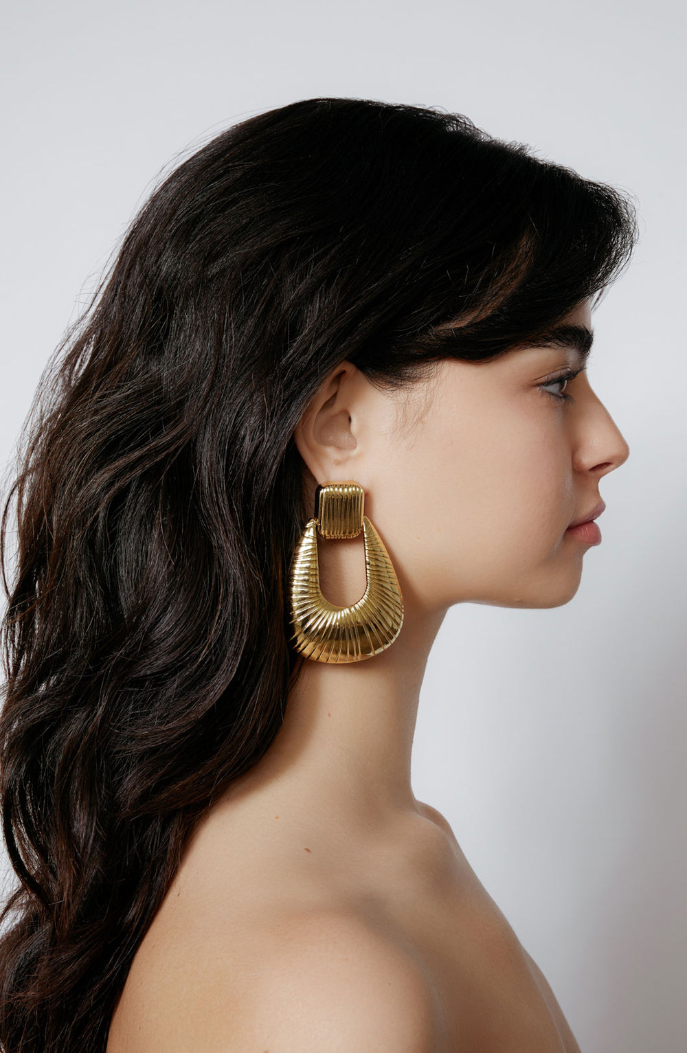Striated Door Knocker Earrings - Ronny Kobo