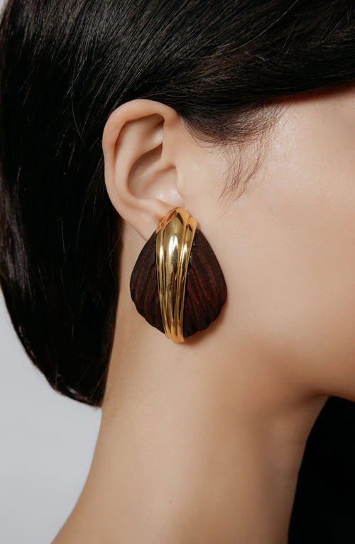 Aster Earrings - Dark Wood - Ronny Kobo